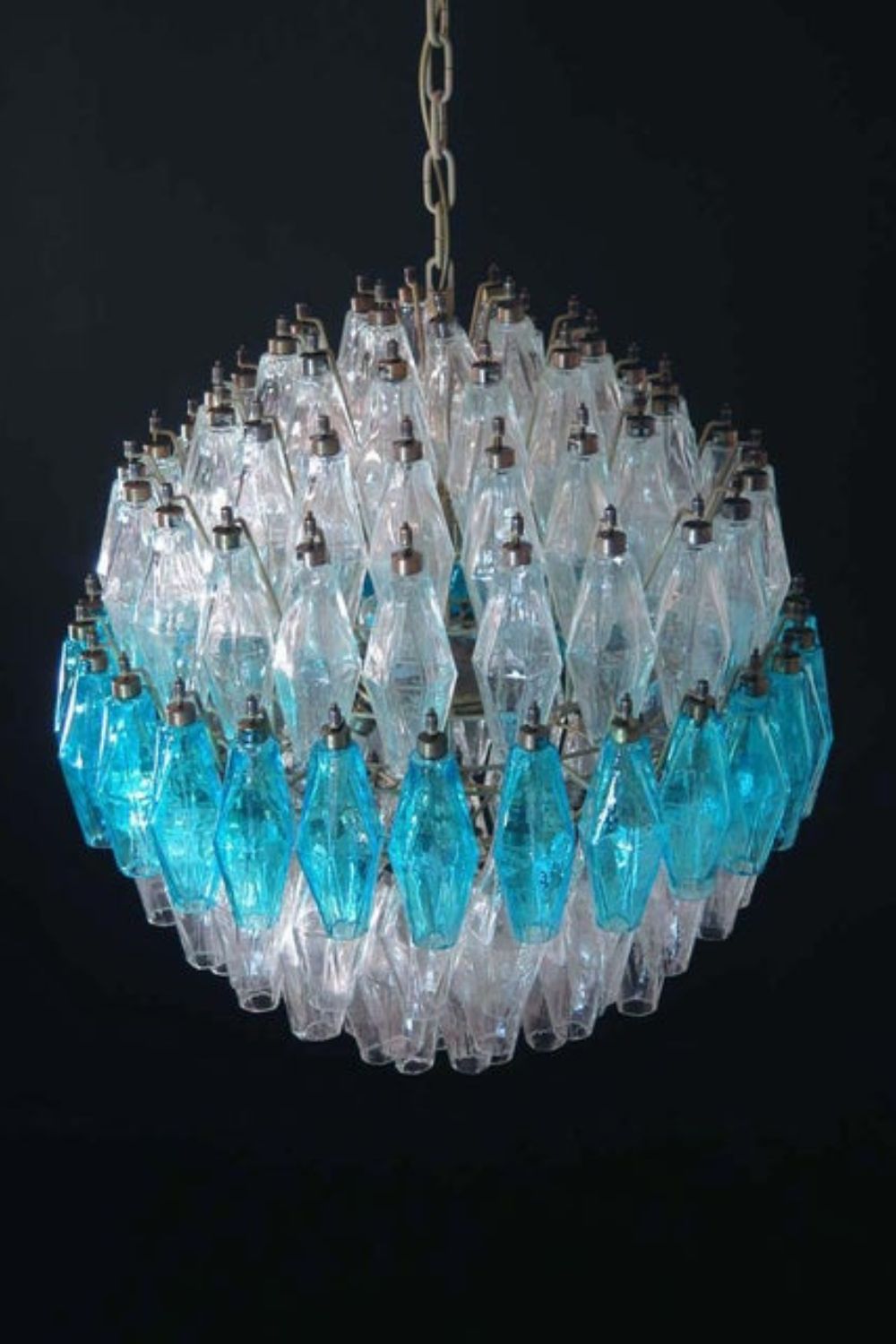 Blue and clear Art glass spherical chandelier - view 6 | everlamps