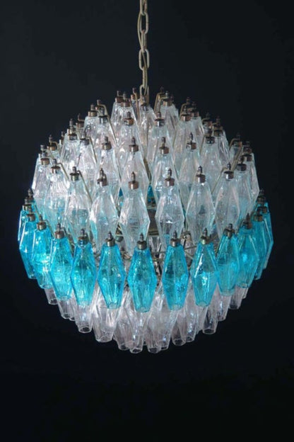 Blue and clear Art glass spherical chandelier - view 6 | everlamps
