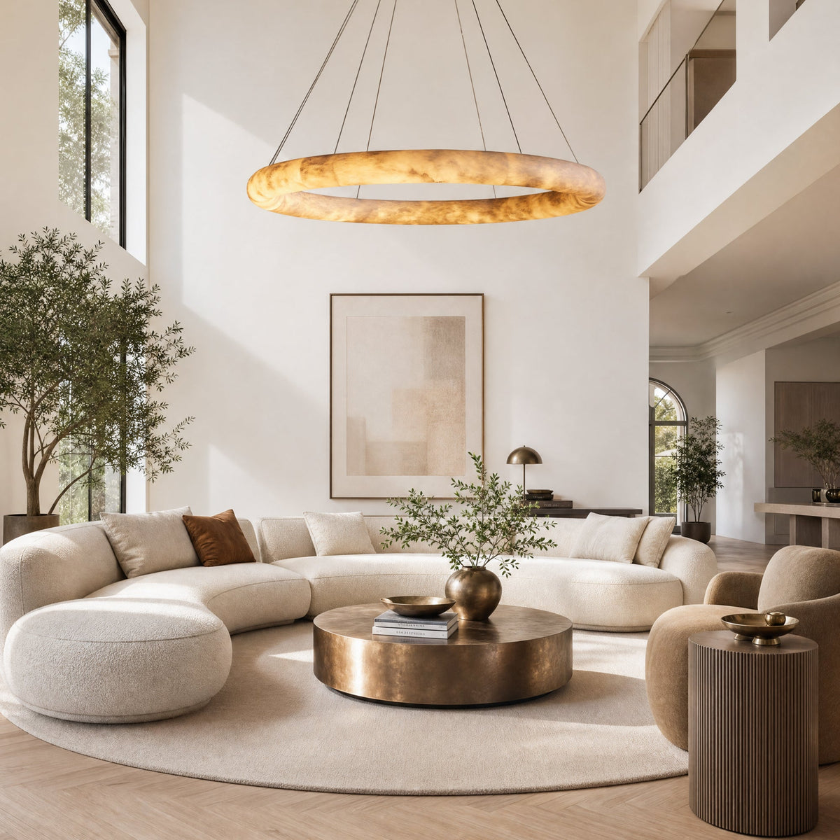 Halima Halo Alabaster Chandelier
