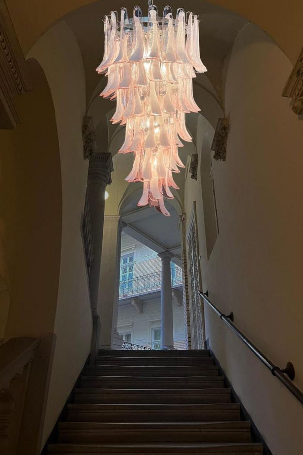 Italian Vintage Pink Spiral Art Chandelier - view 2 | everlamps