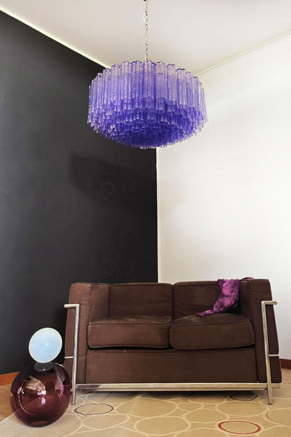 Italian Modernist Purple Art Glass Tube Chandelier - view 6 | everlamps