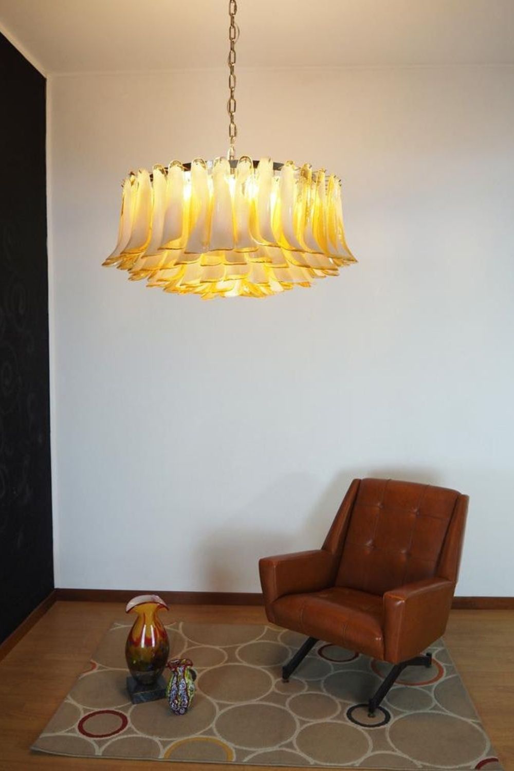 Amber Art Glass Petal Chandelier - view 2 | everlamps