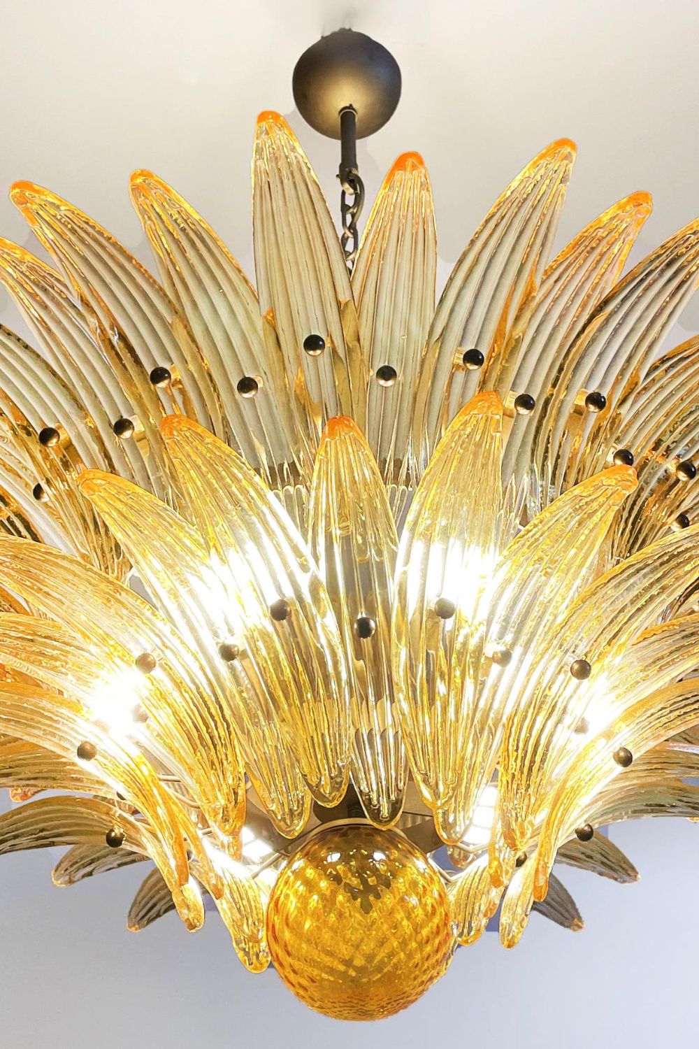 Amber Art Glass Palmette  Chandelier - view 14 | everlamps