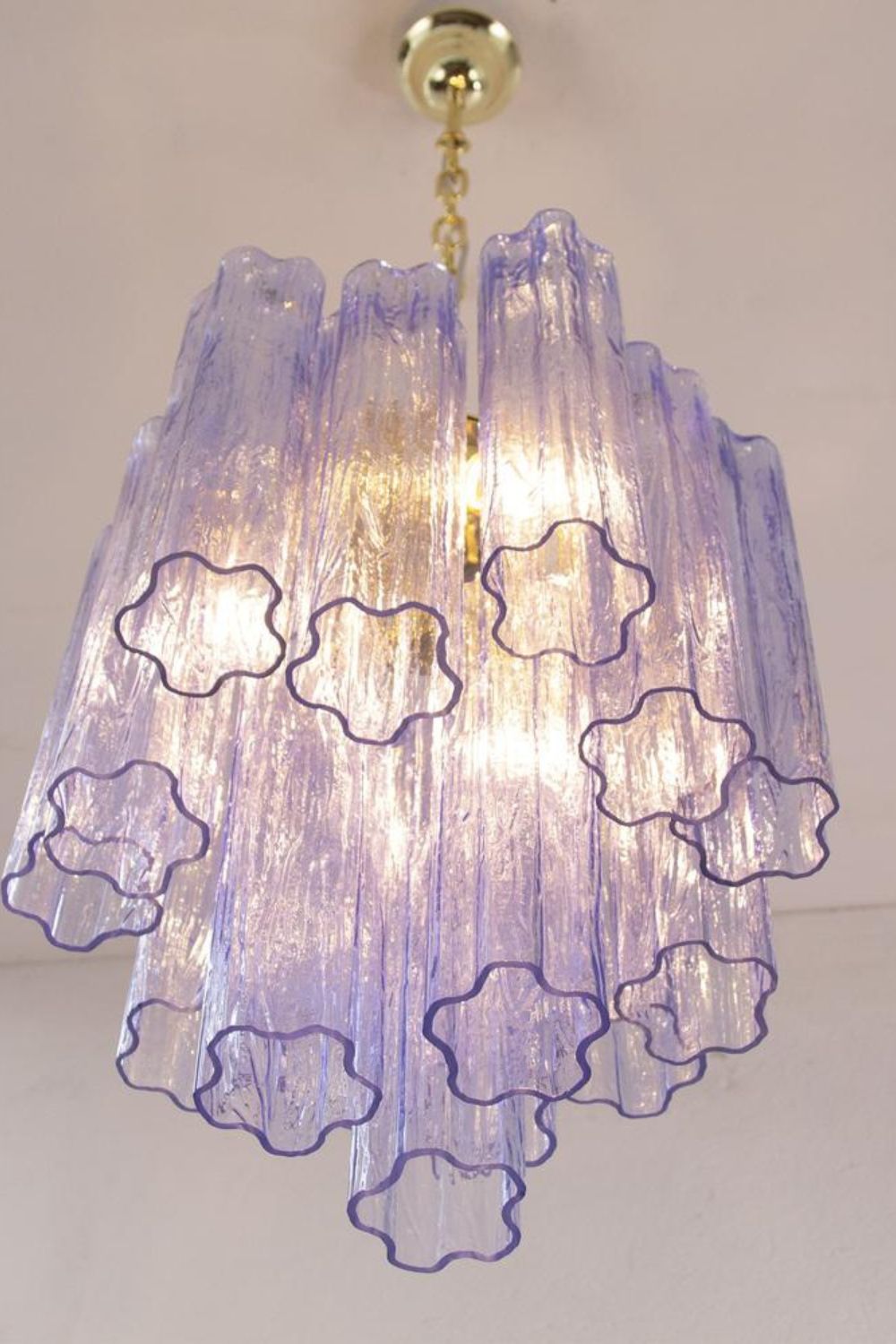 Vintage Art Blue-Purple Glass Tube Chandelier - view 5 | everlamps