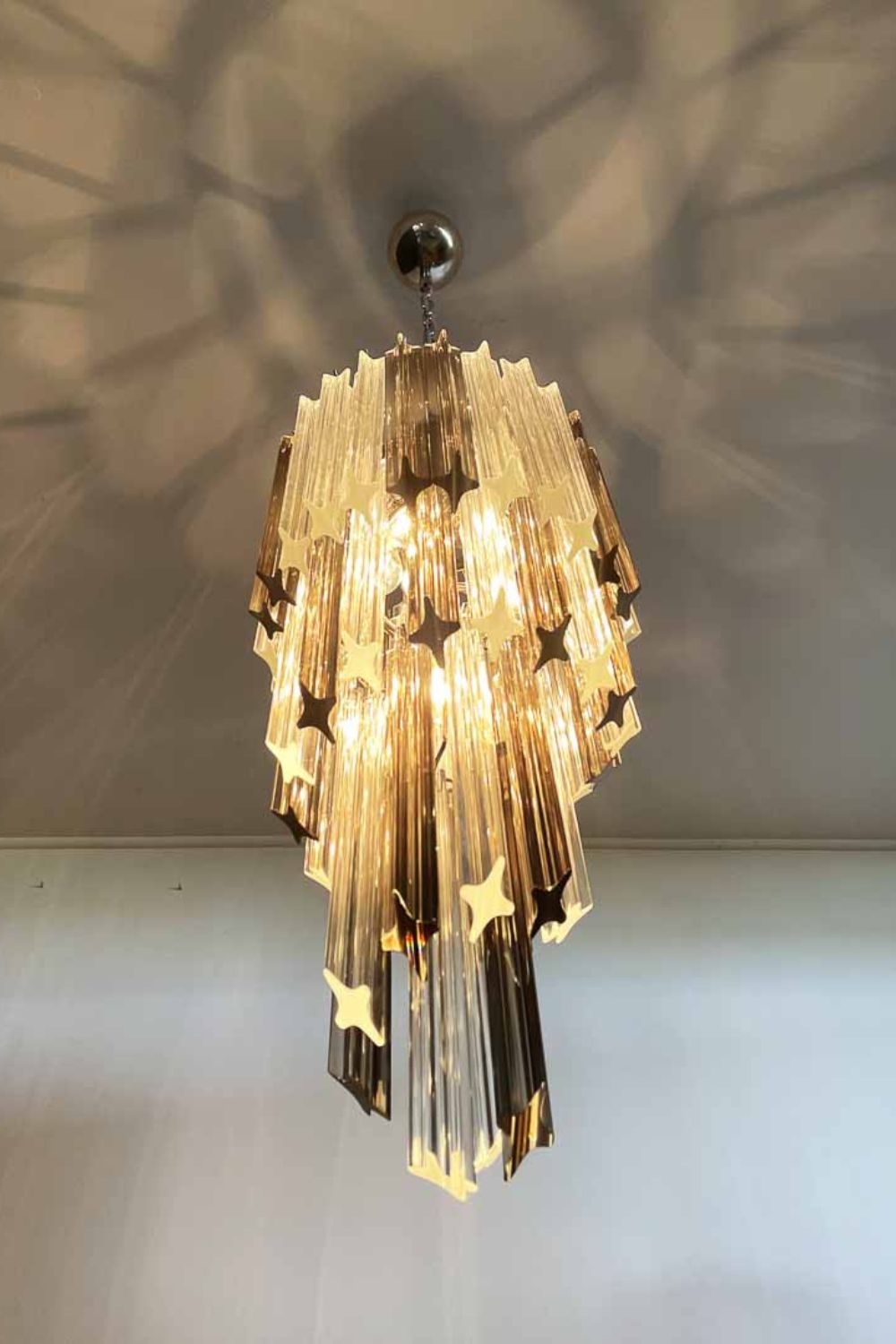 Vintage Smoked Art Glass Prism Spiral Chandelier - view 6 | everlamps