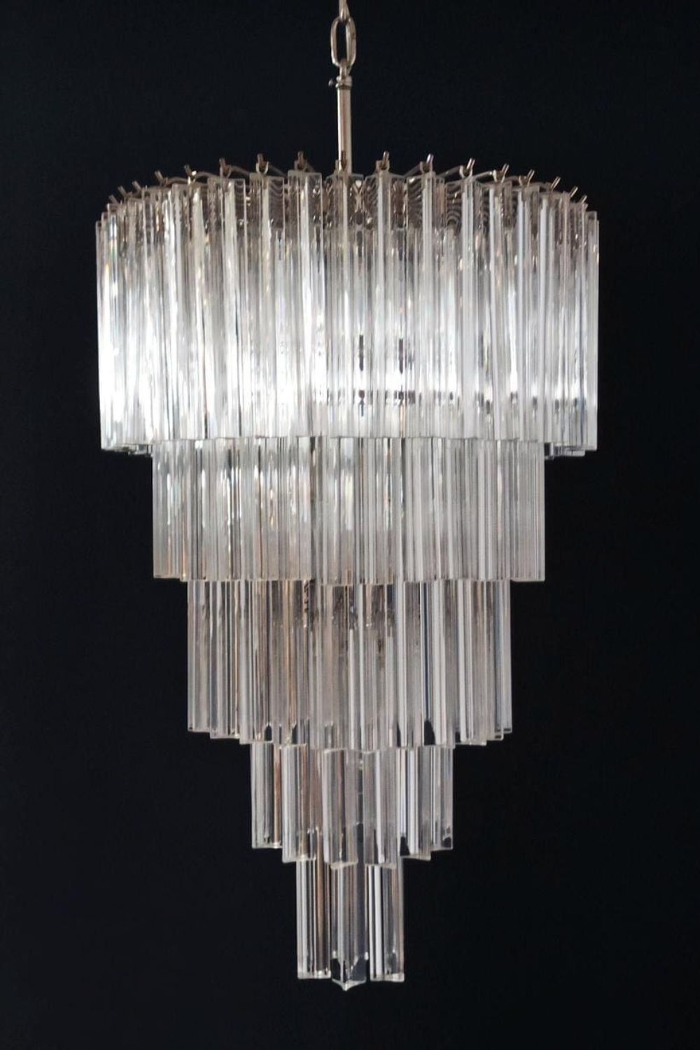 Transparent Art Glass Prism Tiered Chandelier - view 6 | everlamps
