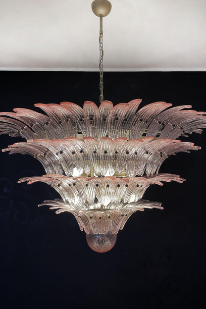 Art Four-tier pink glass palm leaf chandelier - view 8 | everlamps