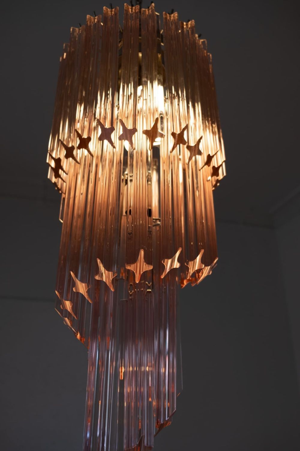 Pink Art Glass Prism Spiral Chandelier - view 11 | everlamps