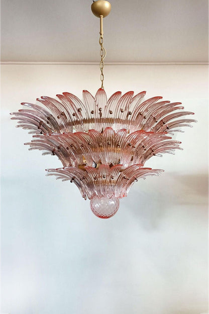 Art Vintage Palm Pink Triple Glass Chandelier - view 5 | everlamps