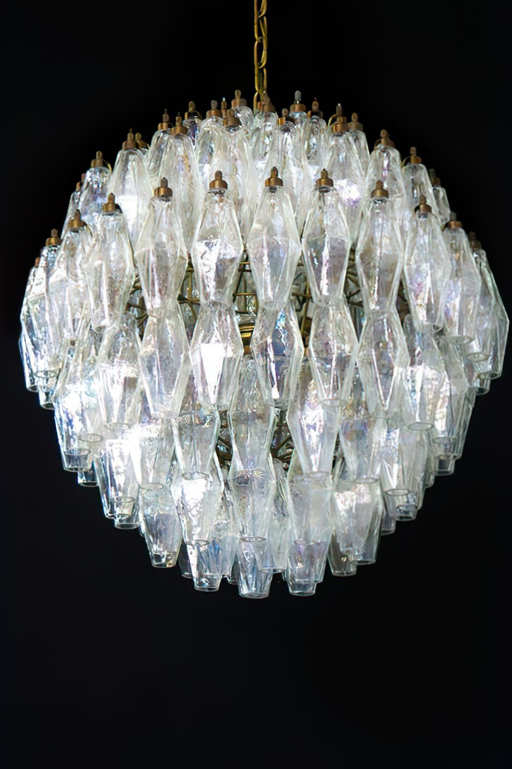 spherical Clear Art Polyhedron Glass Chandelier - view 6 | everlamps