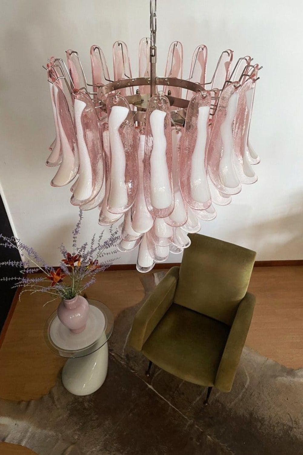 Art Blush Pink Glass Petal Chandelier - view 6 | everlamps