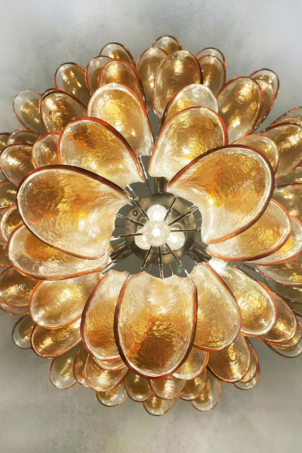 Amber Art Glass Petal Cascade Chandelier - view 13 | everlamps