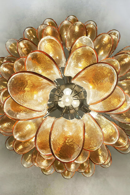 Amber Art Glass Petal Cascade Chandelier - view 13 | everlamps