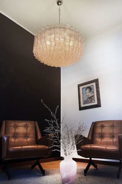 Pink Art Glass Tube Chandelier - view 4 | everlamps