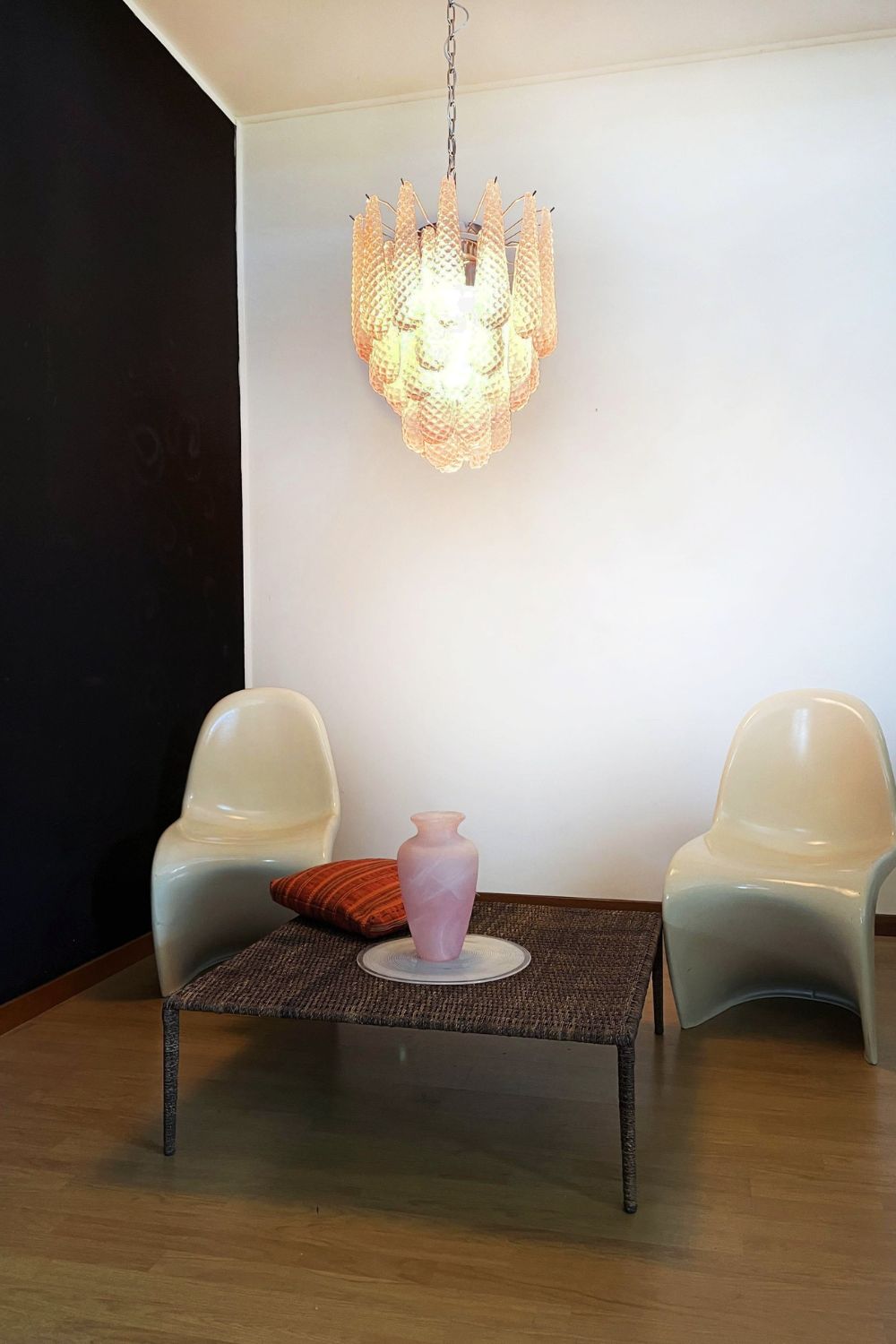 Pink Art Glass Teardrop Chandelier - view 2 | everlamps