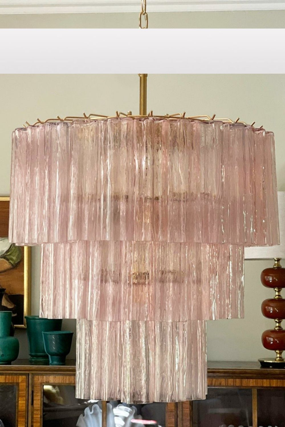 Art light pink glass tube chandelier - view 5 | everlamps