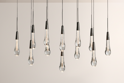 Raindrop Glass Solitaire Linear Chandelier -Everlamps