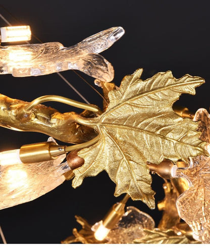Branch Maple Leaf Crystal Chandelier