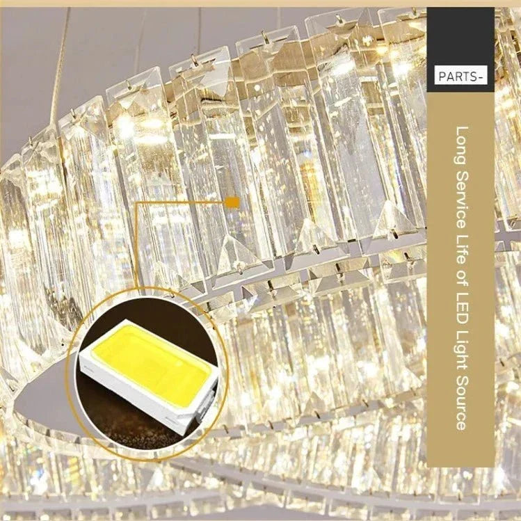 6 Tier Crystal Ring Chandelier for High Ceiling - ChromeWarm white 3000Keverlamps