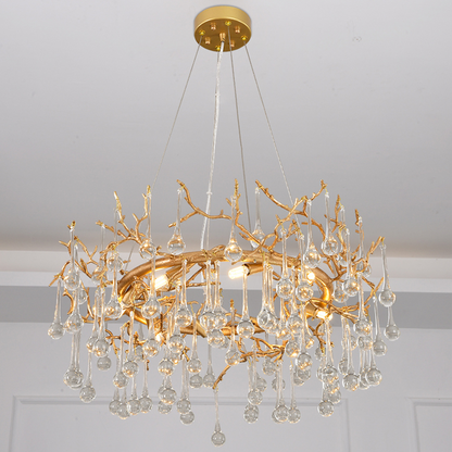 Avis Clear Crystal Ring Branch Chandelier - Ineffable Lighting