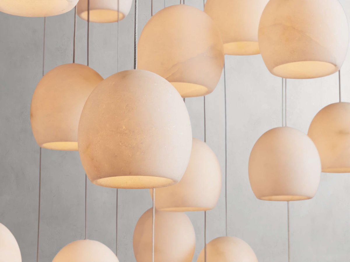 Ewen Natural Alabaster Round Chandelier 48"W