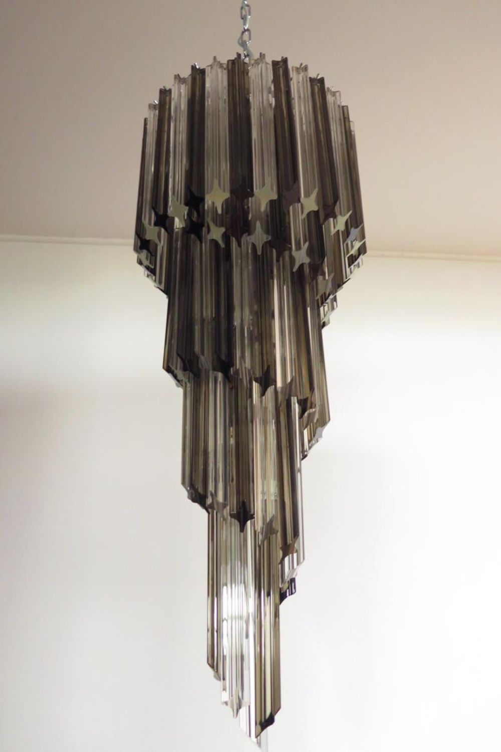 1983 Smoked Glass Prism Chandelier - view 7 | everlamps