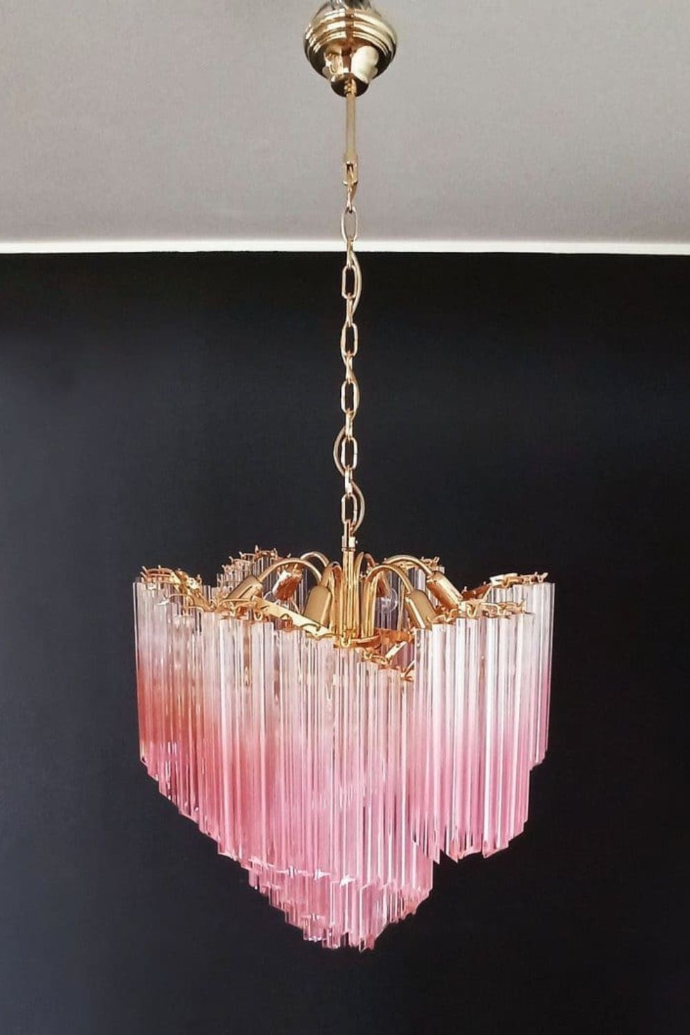 Vintage Pink Art Quadriedri Prism Chandelier - view 4 | everlamps