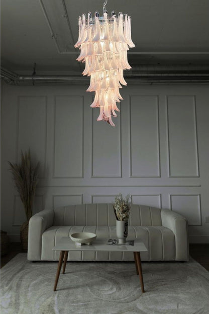 Italian Vintage Pink Spiral Art Chandelier - view 4 | everlamps