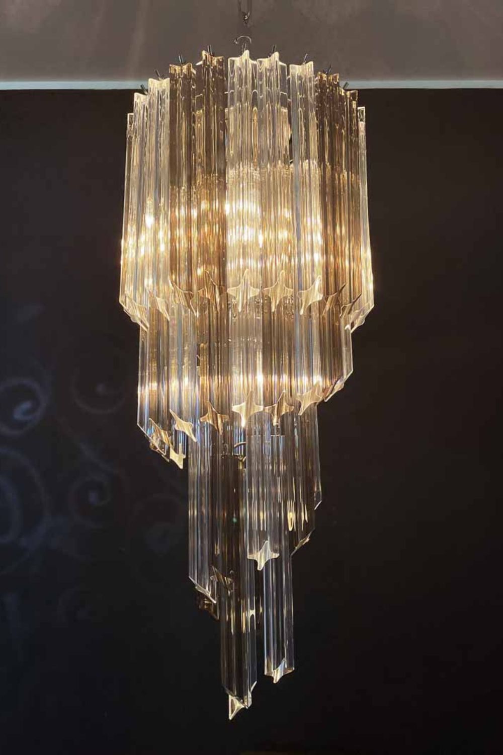 Vintage Smoked Art Glass Prism Spiral Chandelier - view 8 | everlamps