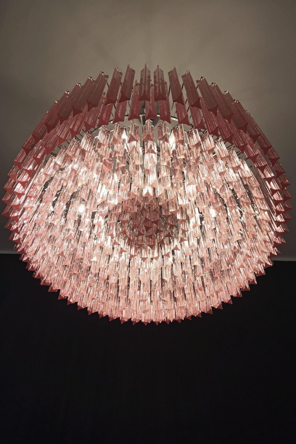 Large pink Art Triedri glass prism chandelier - view 14 | everlamps