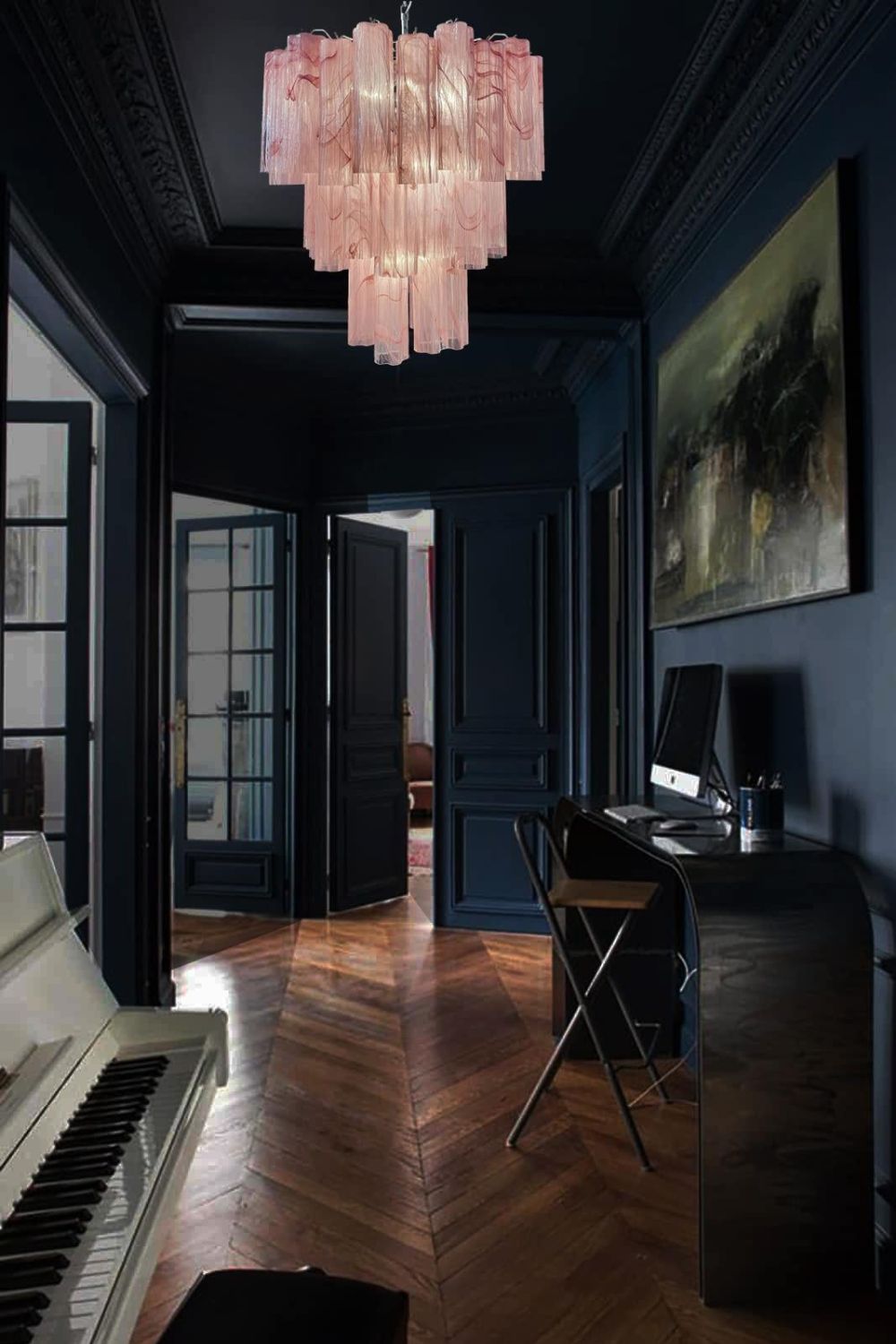 Ruby Glow Art Three-Tier Glass Chandelier - view 8 | everlamps
