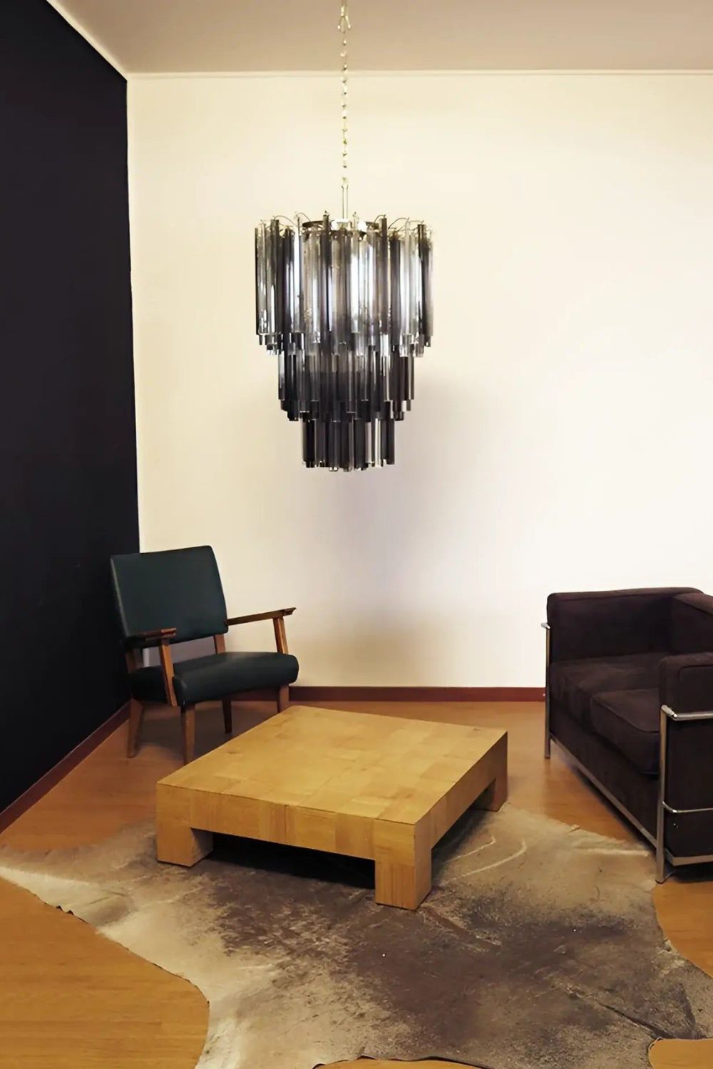 Smoked and Clear Art Glass Prism Chandelier - view 3 | everlamps