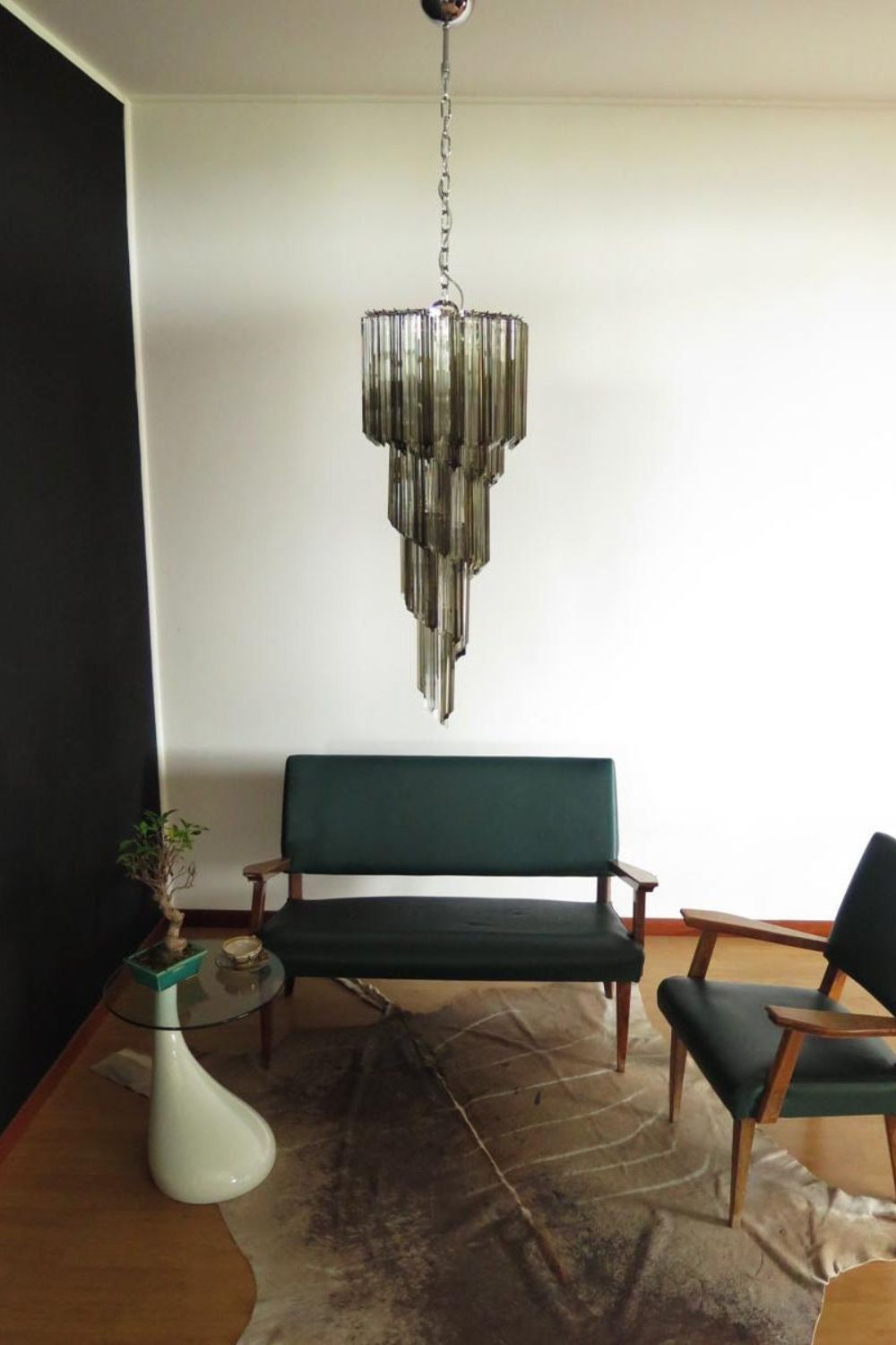 1983 Smoked Glass Prism Chandelier - view 3 | everlamps