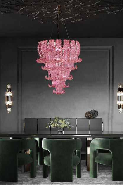Art pink glass Felci chandelier - view 2 | everlamps