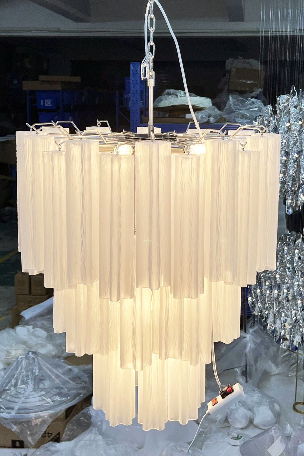 Three-tier Art frosted white glass chandelier - view 6 | everlamps