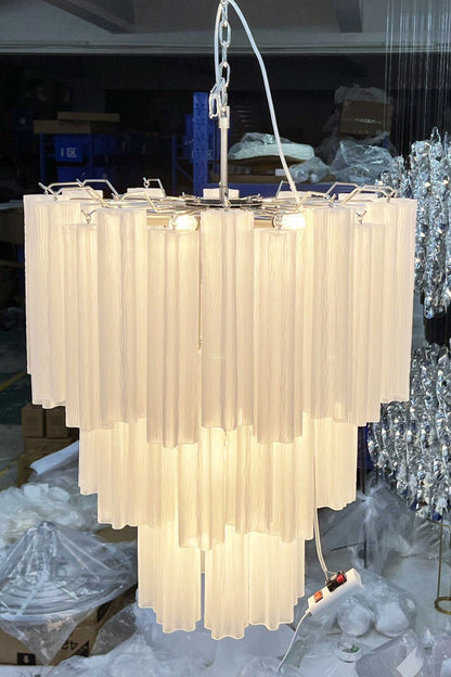 Three-tier Art frosted white glass chandelier - view 6 | everlamps