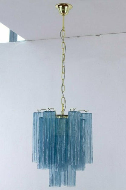 Retro Suspension Lamp with Blue Art Glass Tubes - view 2 | everlamps