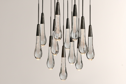 Raindrop Glass Round Solitaire Chandelier -Everlamps