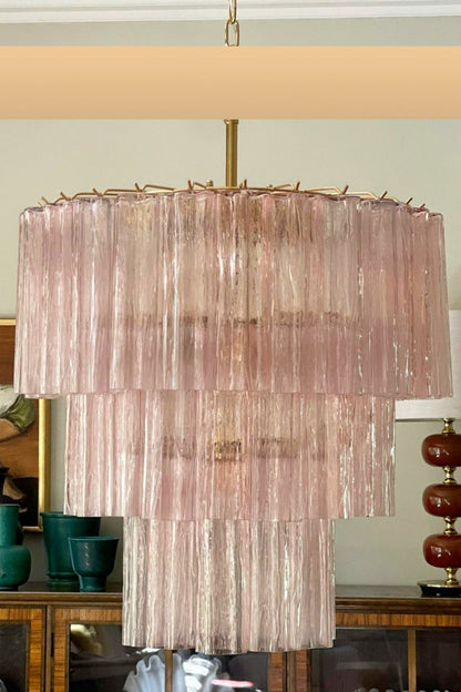 Art light pink glass tube chandelier - view 6 | everlamps