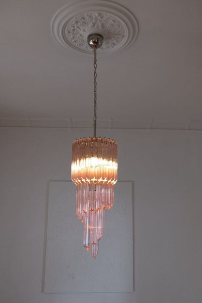 Pink Art Glass Prism Spiral Chandelier - view 4 | everlamps