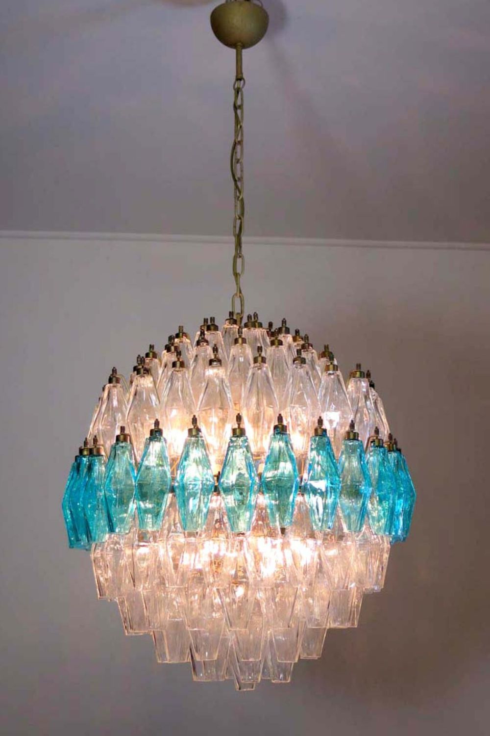 Blue and clear Art glass spherical chandelier - view 7 | everlamps