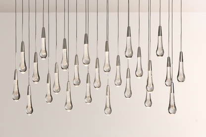 Raindrop Glass Solitaire Linear Chandelier -Everlamps