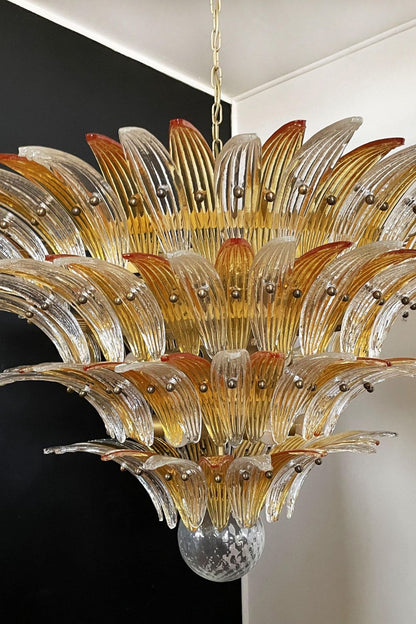 Amber and Clear Art Glass Palmette Chandelier - view 13 | everlamps