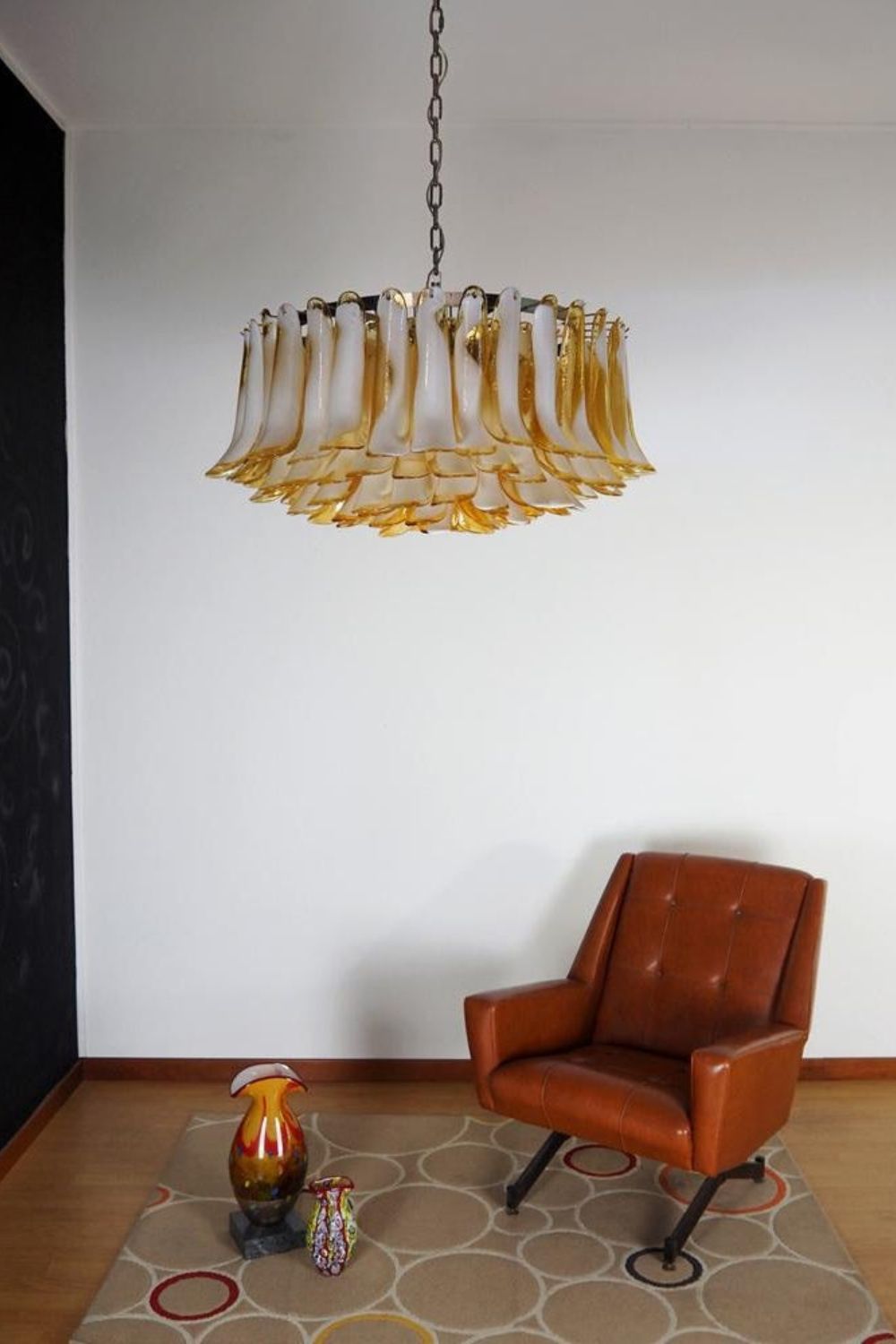 Amber Art Glass Petal Chandelier - view 8 | everlamps