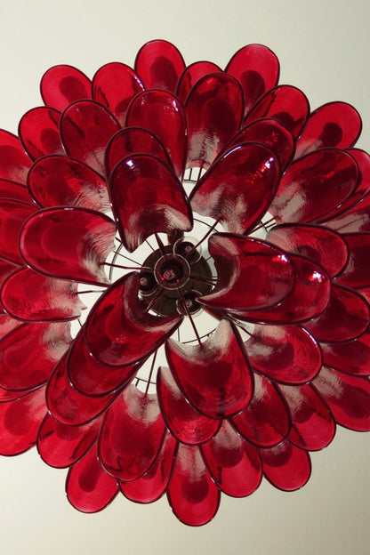 Red Art Glass Petal Chandelier - view 15 | everlamps