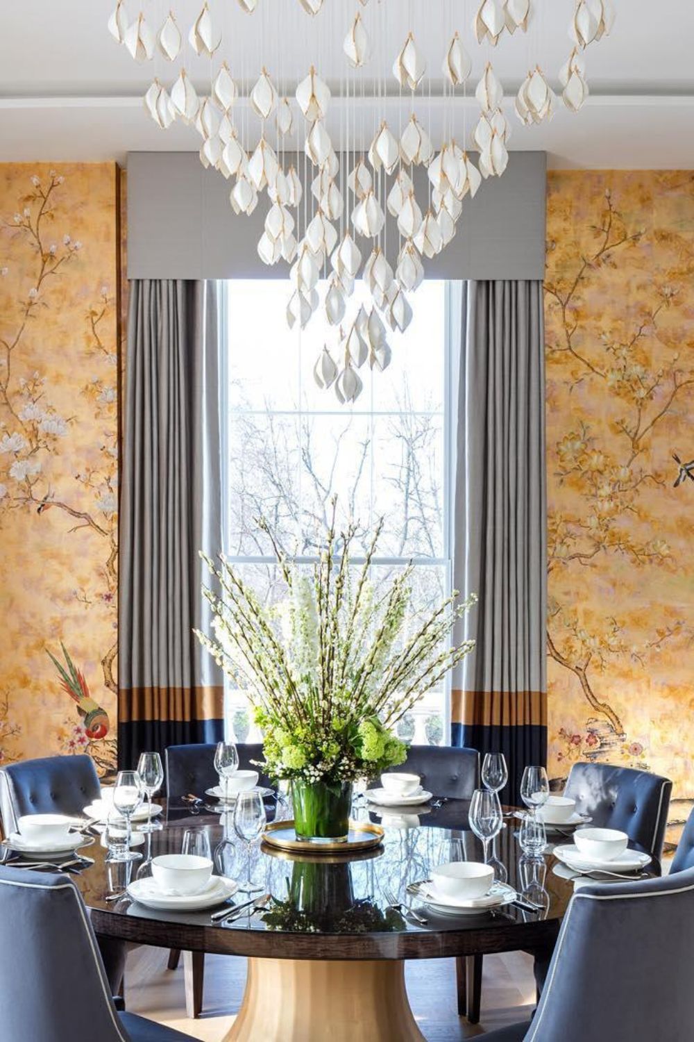Gold Stem Ceramic Flower Chandelier - view 8 | everlamps