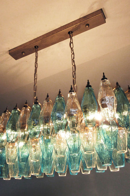 Vintage blue and clear glass Art Poliedri chandelier - view 4 | everlamps
