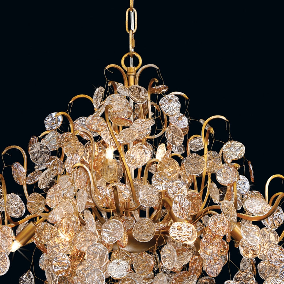 Briony 11 Lights Gold Floral Glass Chandelier 33"W