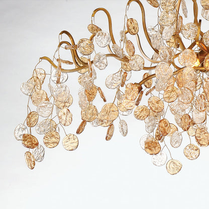 Briony 11 Lights Gold Floral Glass Chandelier 33"W