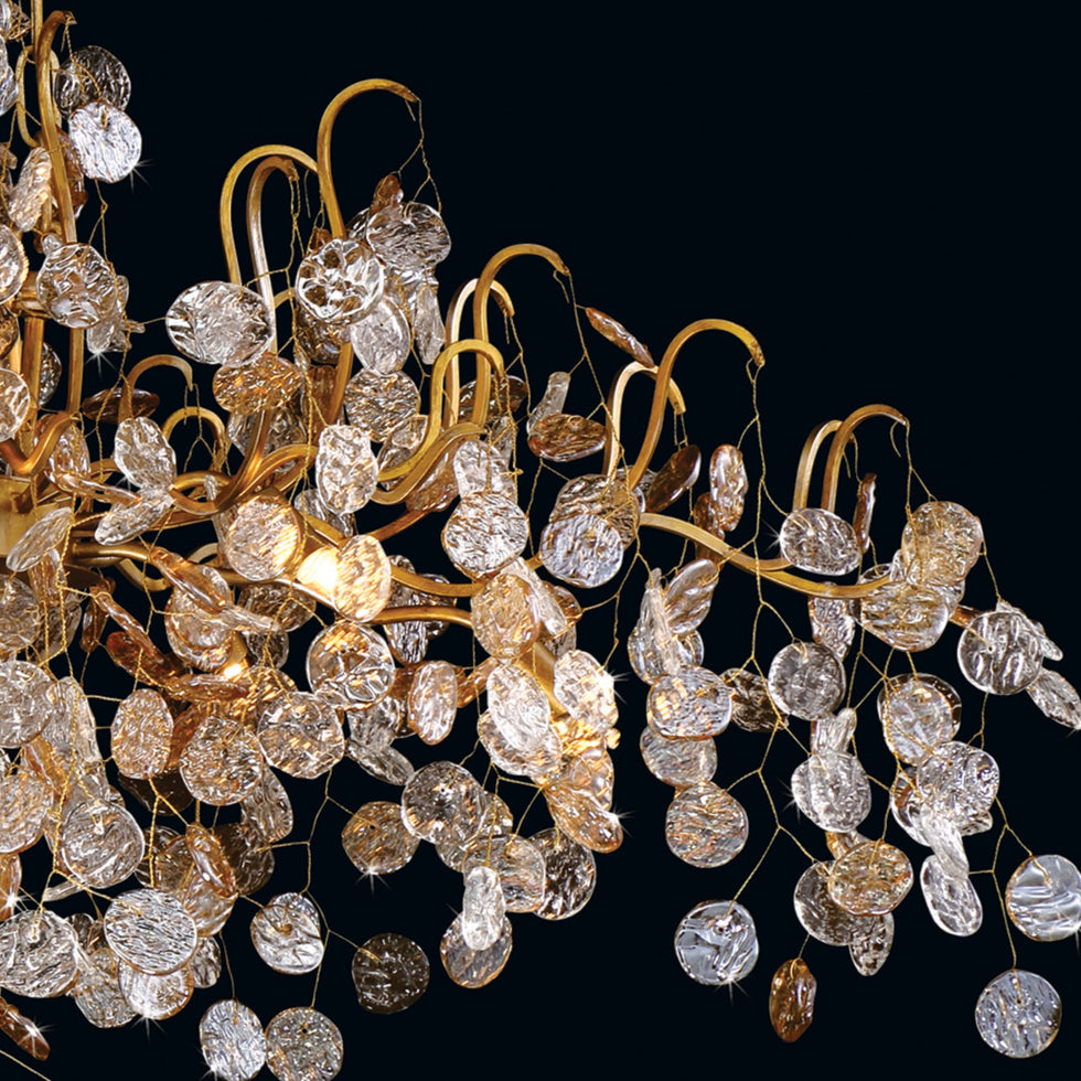 Briony 11 Lights Gold Floral Glass Chandelier 33"W